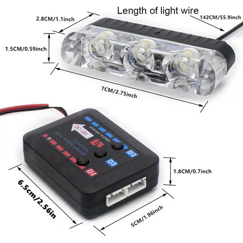 8PCS LED Grille Lights 3-Led Surface Mount LED Light Bar Beacon Lamp for Cars DC12V